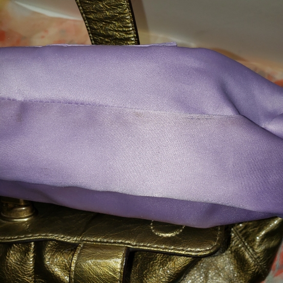 PRICE FIRM Coach patent leather gold color bag. - Picture 9 of 14